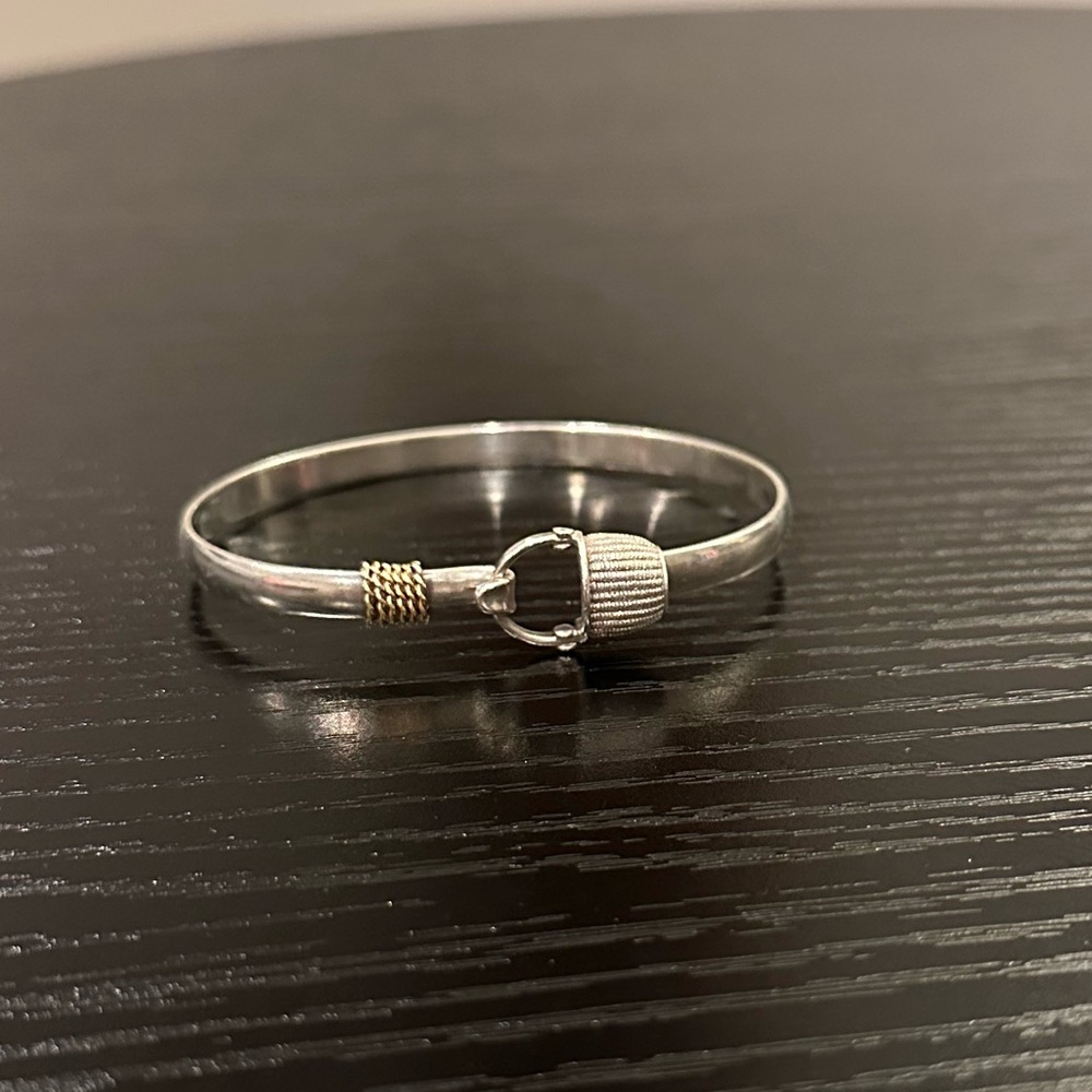 Cape Cod Jewelers Open Vintage Nantucket Basket Bracelet Silver and 14K Gold.